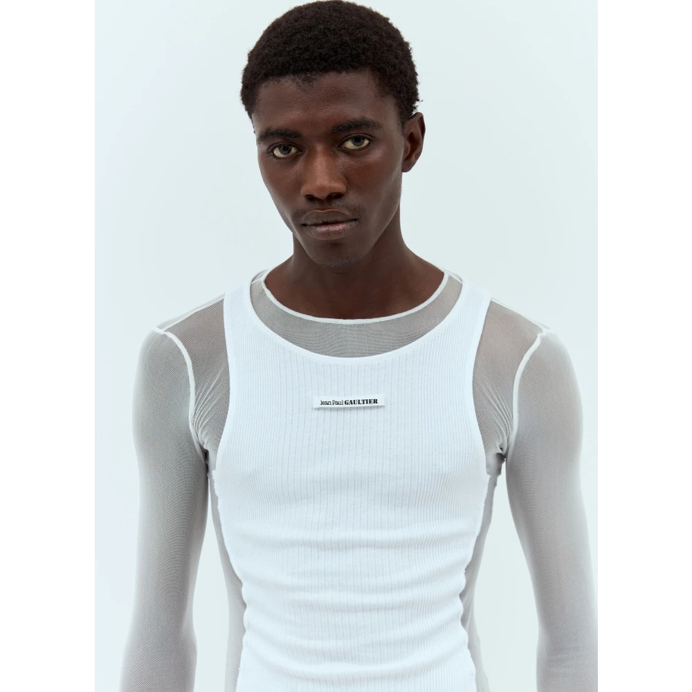 Jean Paul Gaultier Mesh Panel Top White Heren
