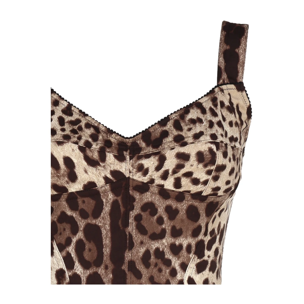Dolce & Gabbana Leopard Print Sweetheart Neckline Top Multicolor Dames
