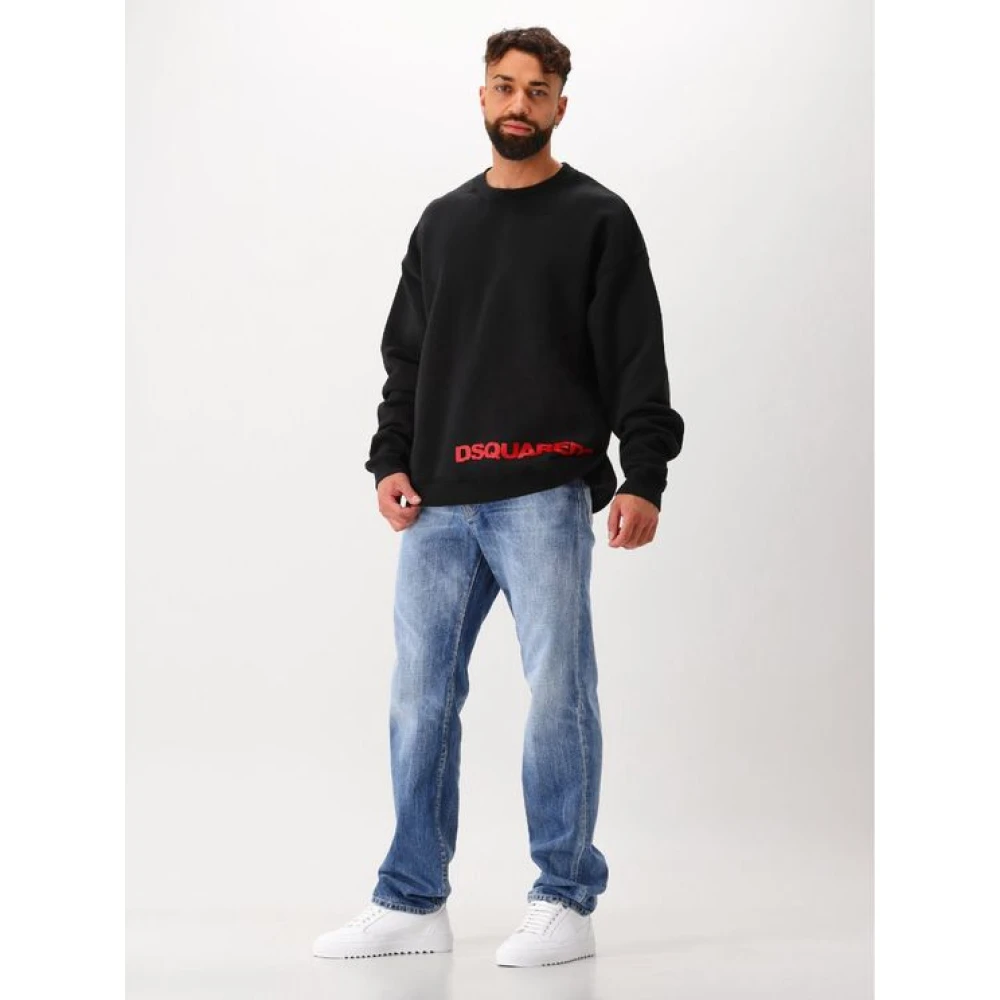 Dsquared2 Zwarte Crewneck Sweater met Clean Look Black Heren