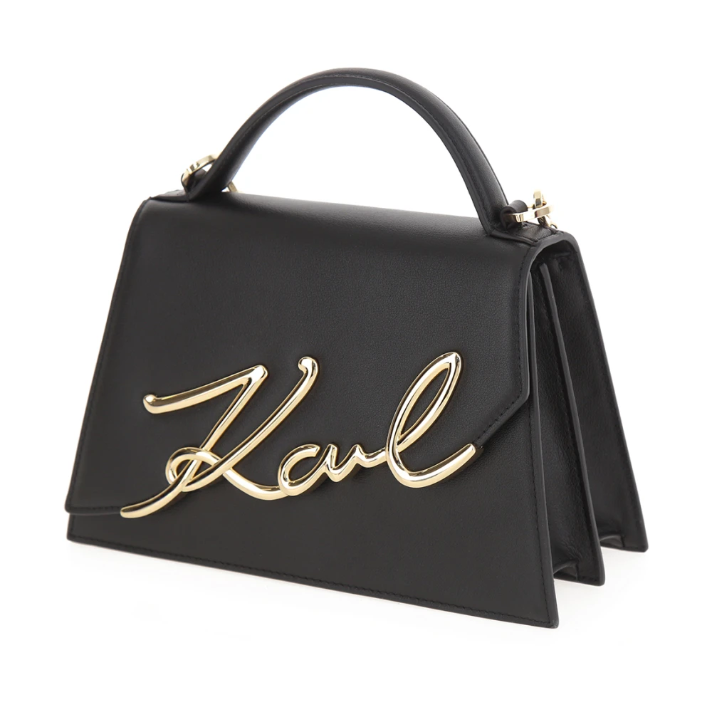 Karl Lagerfeld Signature 2.0 Crossbody Tas in Zwart Goud Black Dames