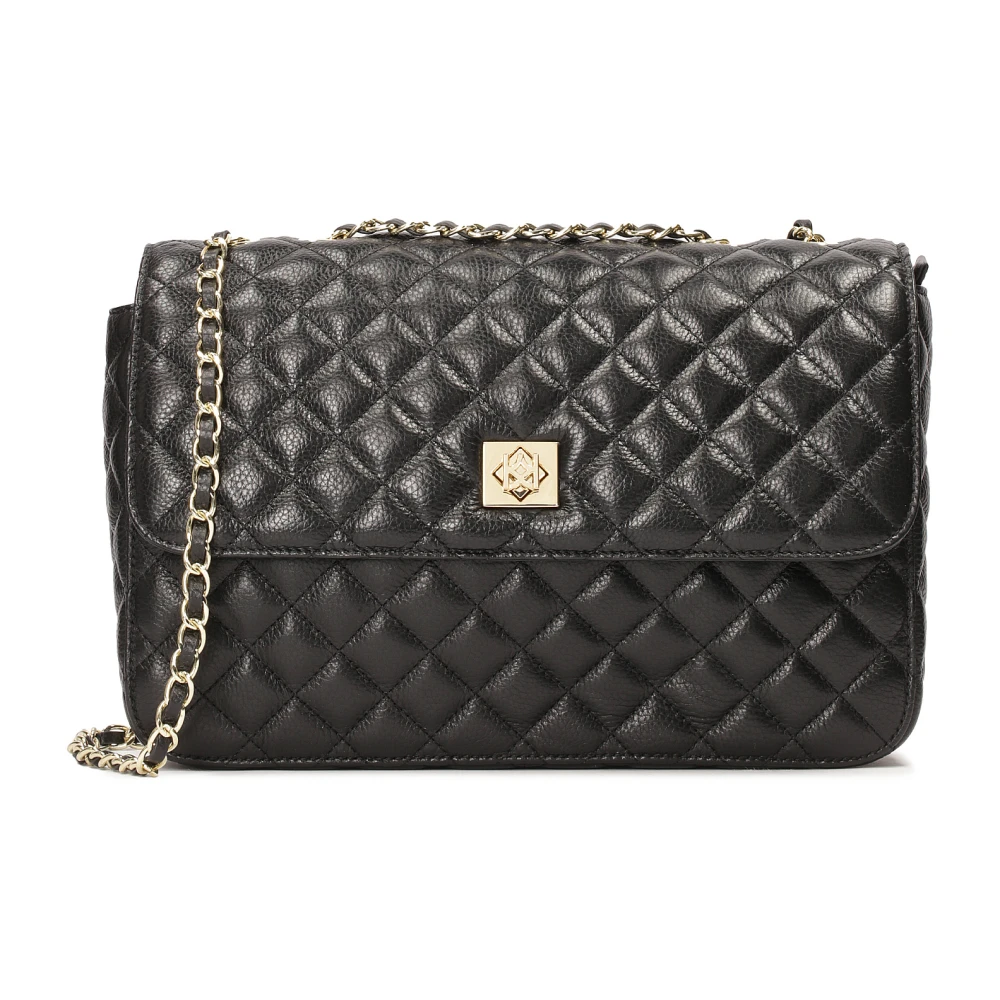 Kazar Zwarte leren schoudertas met gewatteerd patroon Black Dames