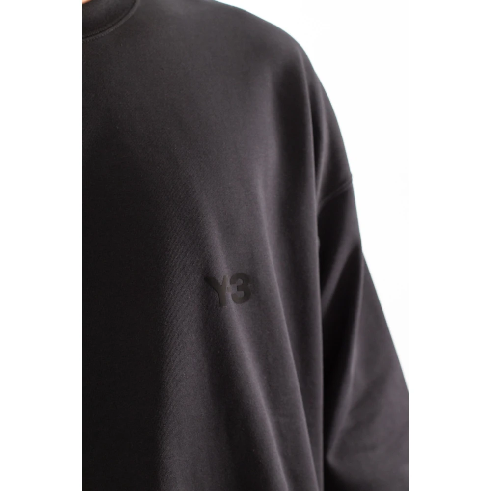 Y-3 Zwarte Terry Sweatshirt met Borstlogo Black Heren