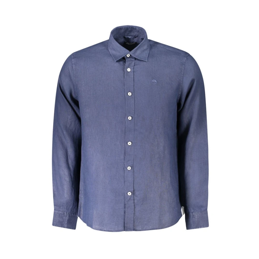 North Sails Men's Blue Casual Shirts,, Linen Shirt With Italian Collar Large