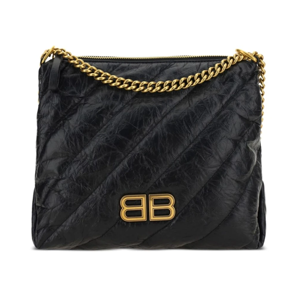 Balenciaga Gewatteerde Zwarte Schoudertas met Antiek Gouden Hardware Black Dames