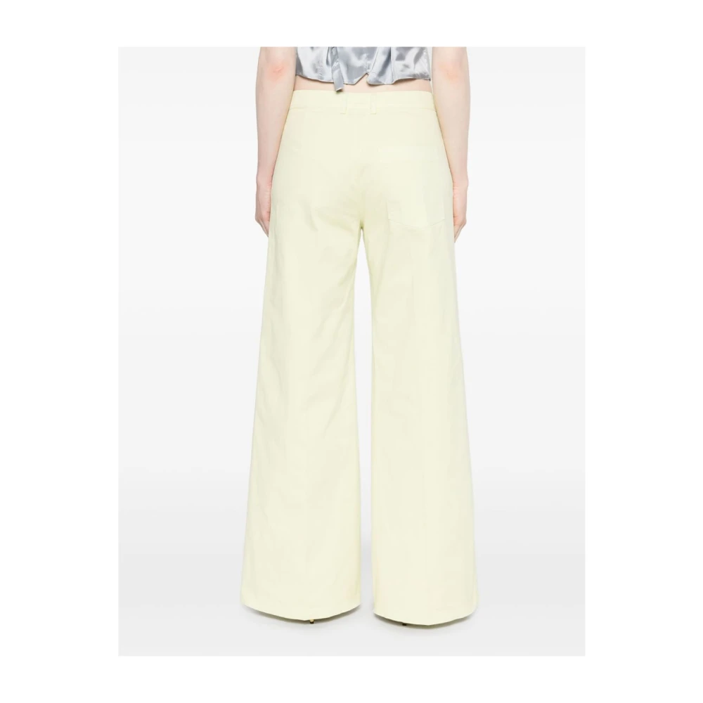 Forte Pastelgele Broek met Voorknoop Yellow Dames