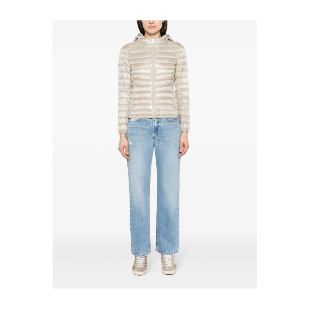 Herno Beige Gewatteerde Jas met Afneembare Capuchon Beige Dames