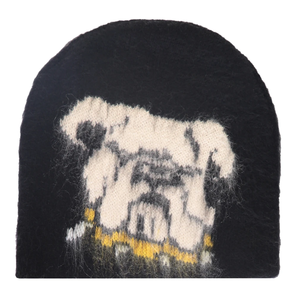 Market Intarsia Gebreide Muts Black Heren