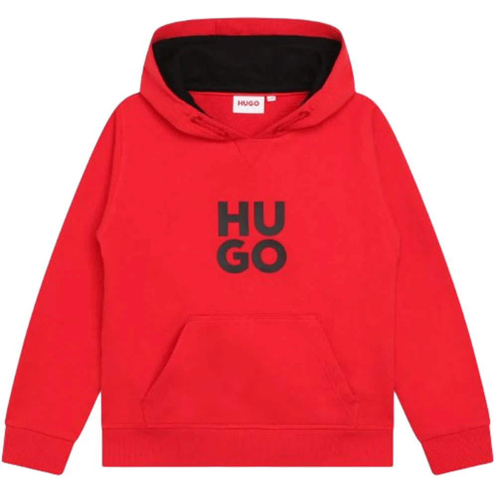 Hugo Boss Essentiell Junior Hoodie i Röd Red, Pojke