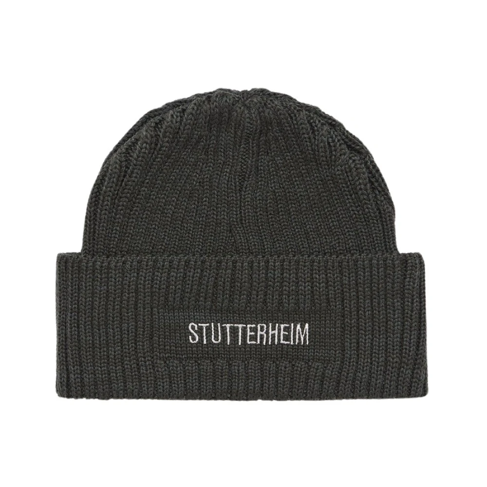 Stutterheim Geborduurde Logo Beanie Muts Green Unisex