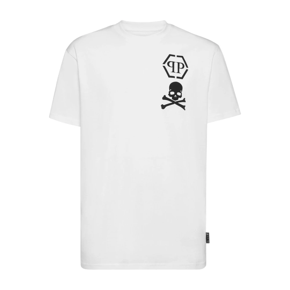 Philipp Plein Witte T-shirts en Polos met Skull Logo Print White Heren