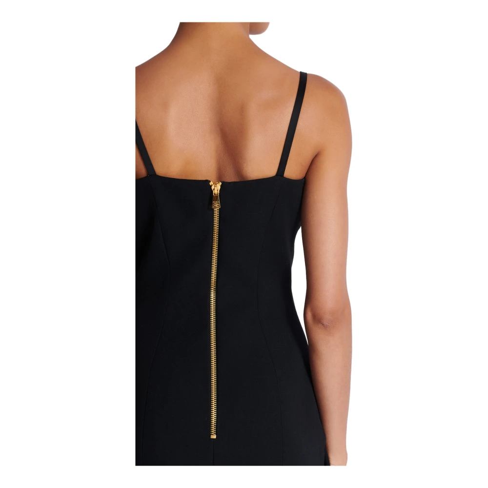Balmain Lange bandjes graan de poudre jurk Black Dames