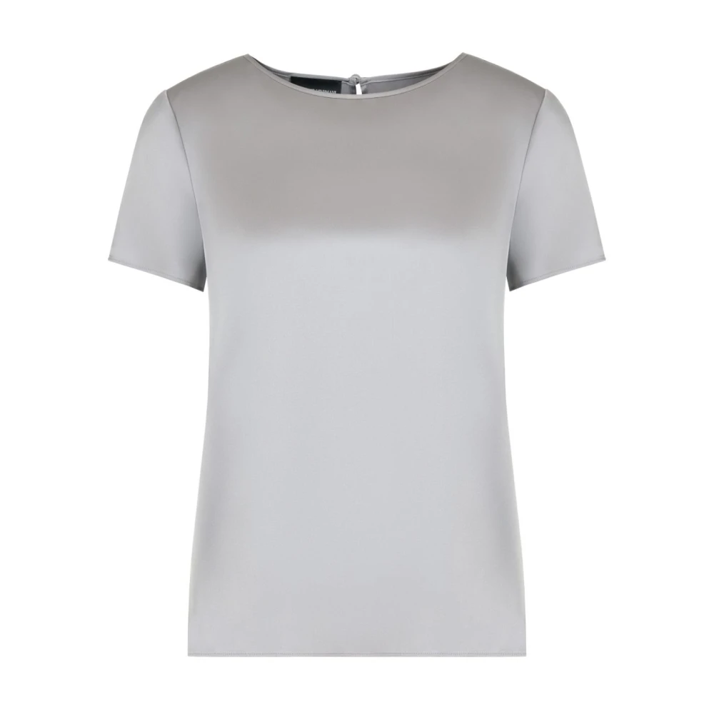 Emporio Armani Grijze Zijde Blend Satijnen Top Gray Dames