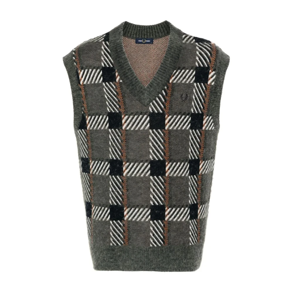 Fred Perry Mönstrad V-Hals Gilet Multicolor, Herr