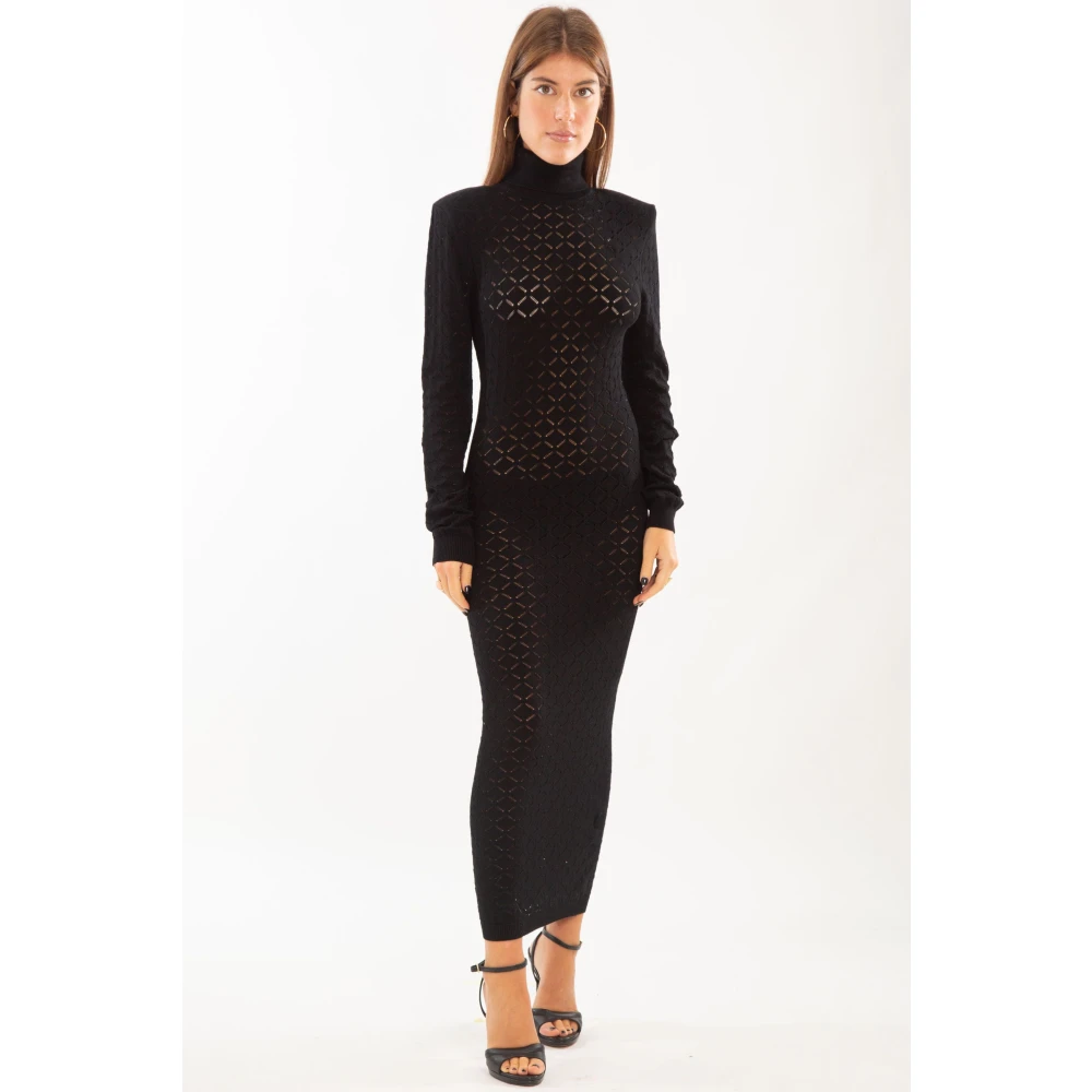 Babylon Multicolor High-Neck Gebreide Jurk Black Dames