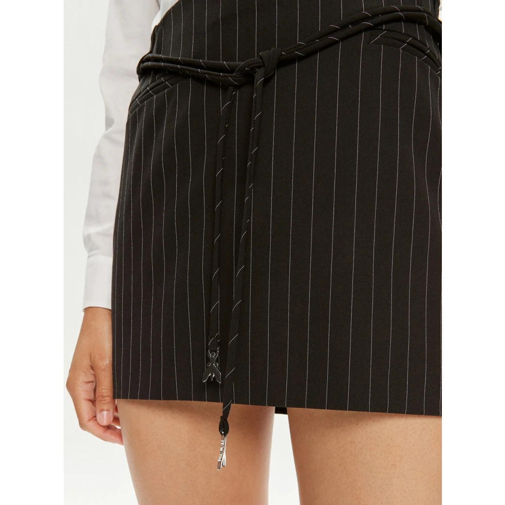 PATRIZIA PEPE Zwarte Mini Flanellen Rok met Sartoriale Details Black Dames