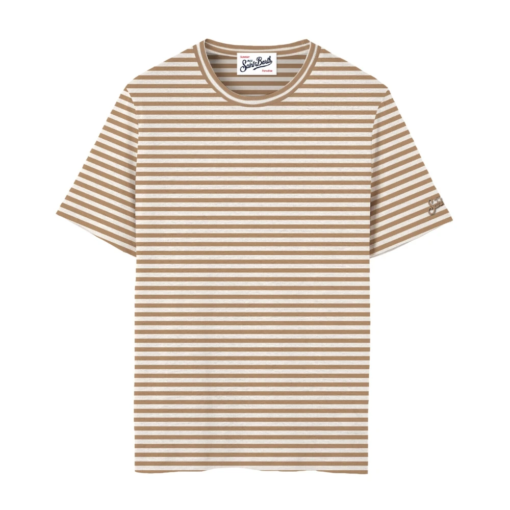 Mc2 Saint Barth Beige T-Shirts, Male, S, Dover Stripes Jumper