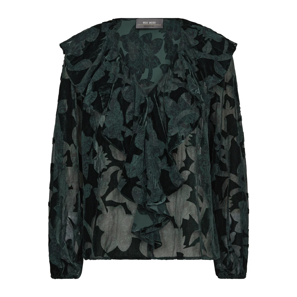 MOS MOSH Elegante Burn Blouse met Ruche Green Dames