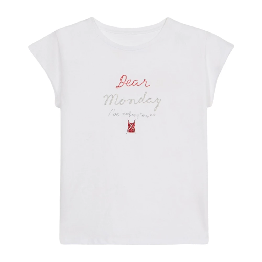 Oltre Vit T-Shirt Med Broderad Text