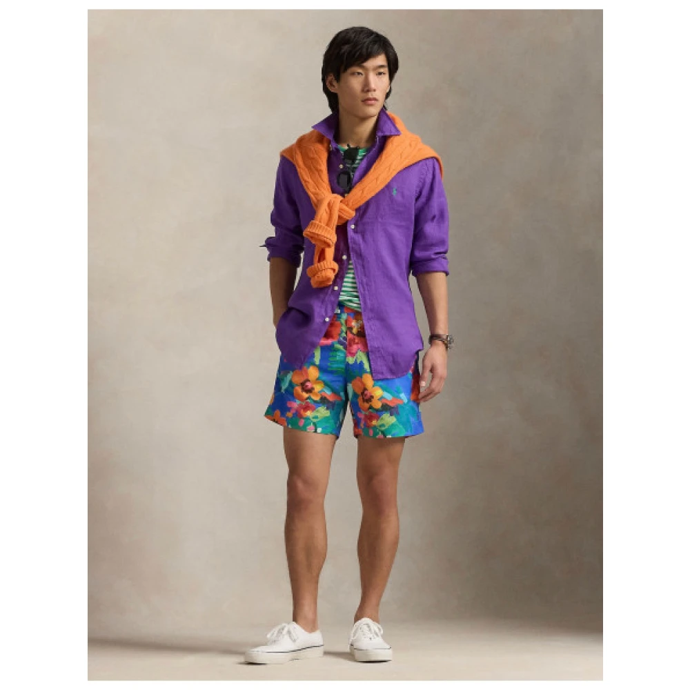 Polo Ralph Lauren Custom Fit Linnen Overhemd Purple Heren