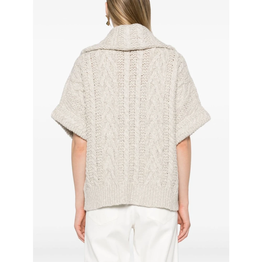 BRUNELLO CUCINELLI Beige Kabelgebreid Wollen Jack Beige Dames