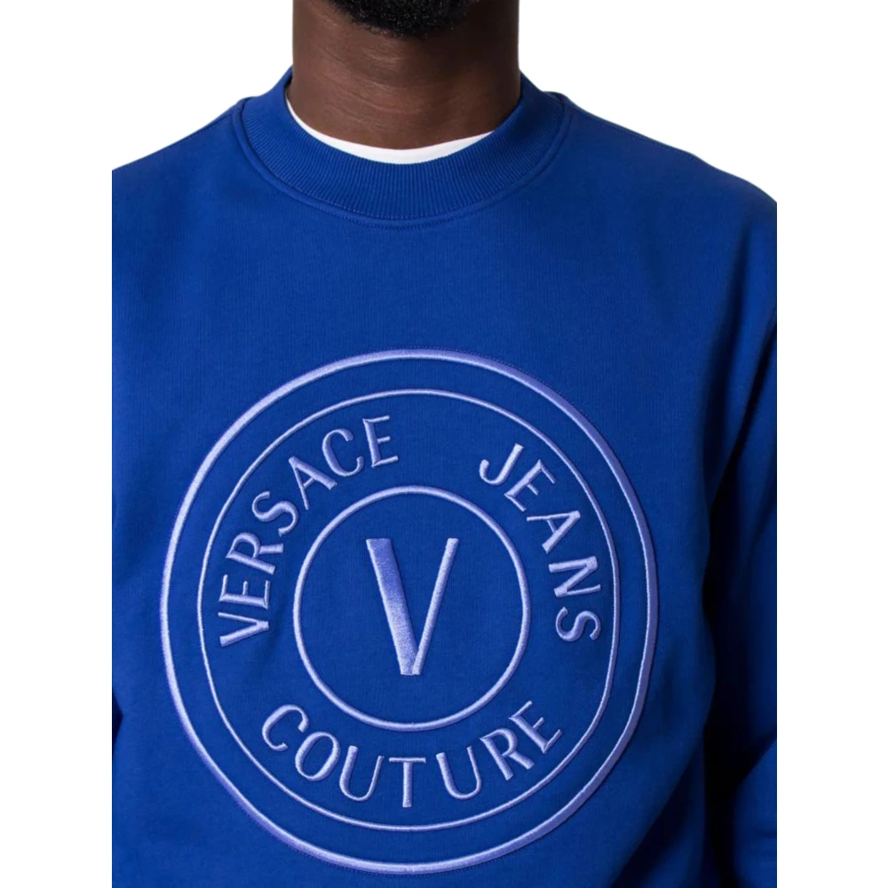 Versace Blauwe Embleem Logo 3D Trui Blue Heren