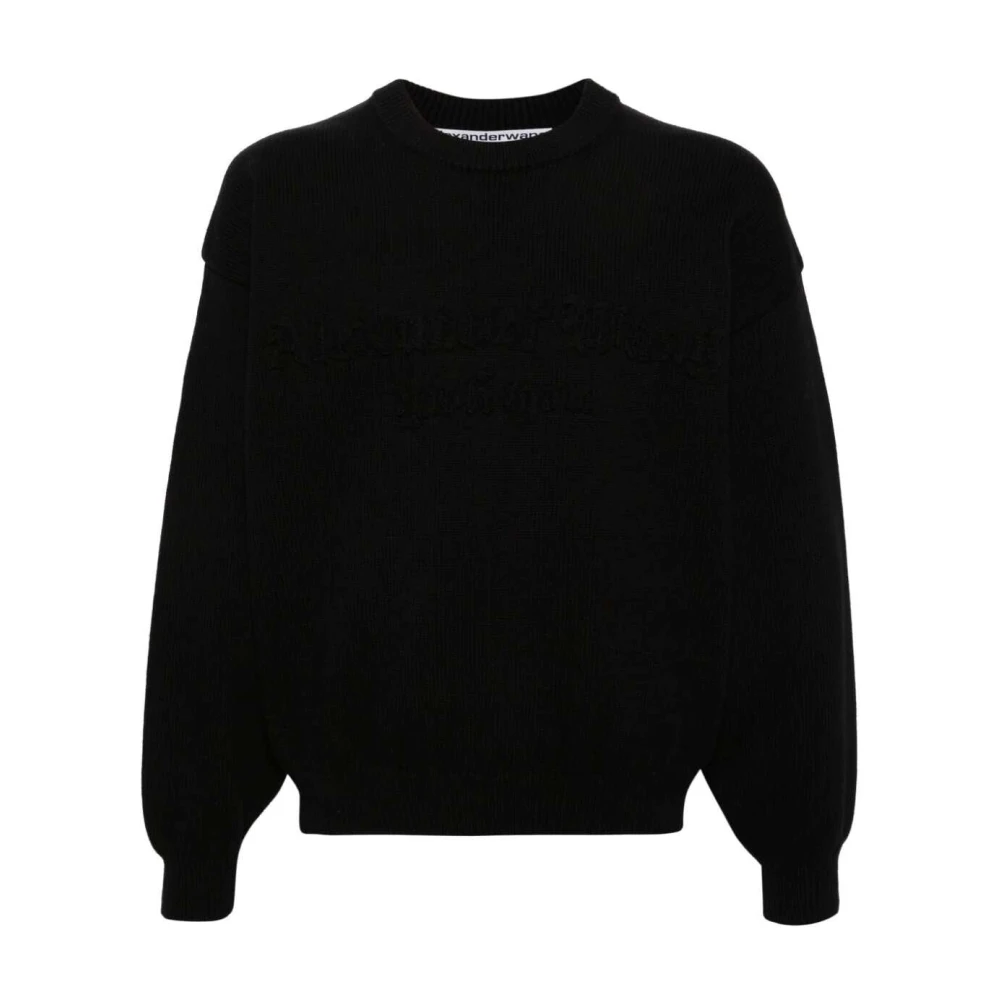 Alexander wang Gehaakt Logo Katoenen Sweatshirt Black Dames