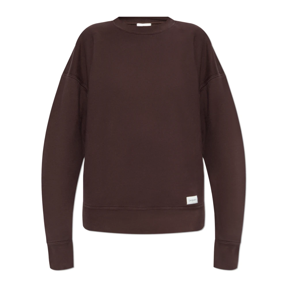 Saint Laurent Katoenen sweatshirt met logopatch Brown Dames