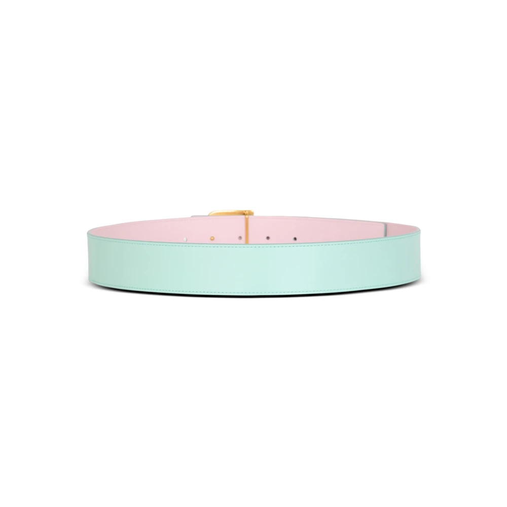 Balmain Tweekleurig omkeerbaar kalfsleren B-Riem Blue Dames