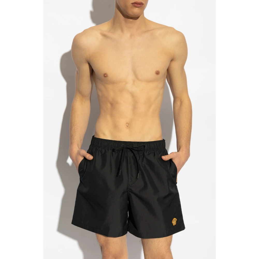 Versace Zwembroek met patch Black Heren