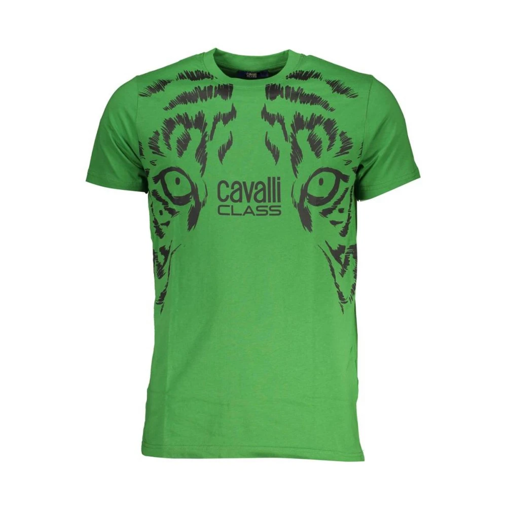 Cavalli Class Men's Green T-Shirts,, Stylish Tiger Eye T-Shirt 2XL