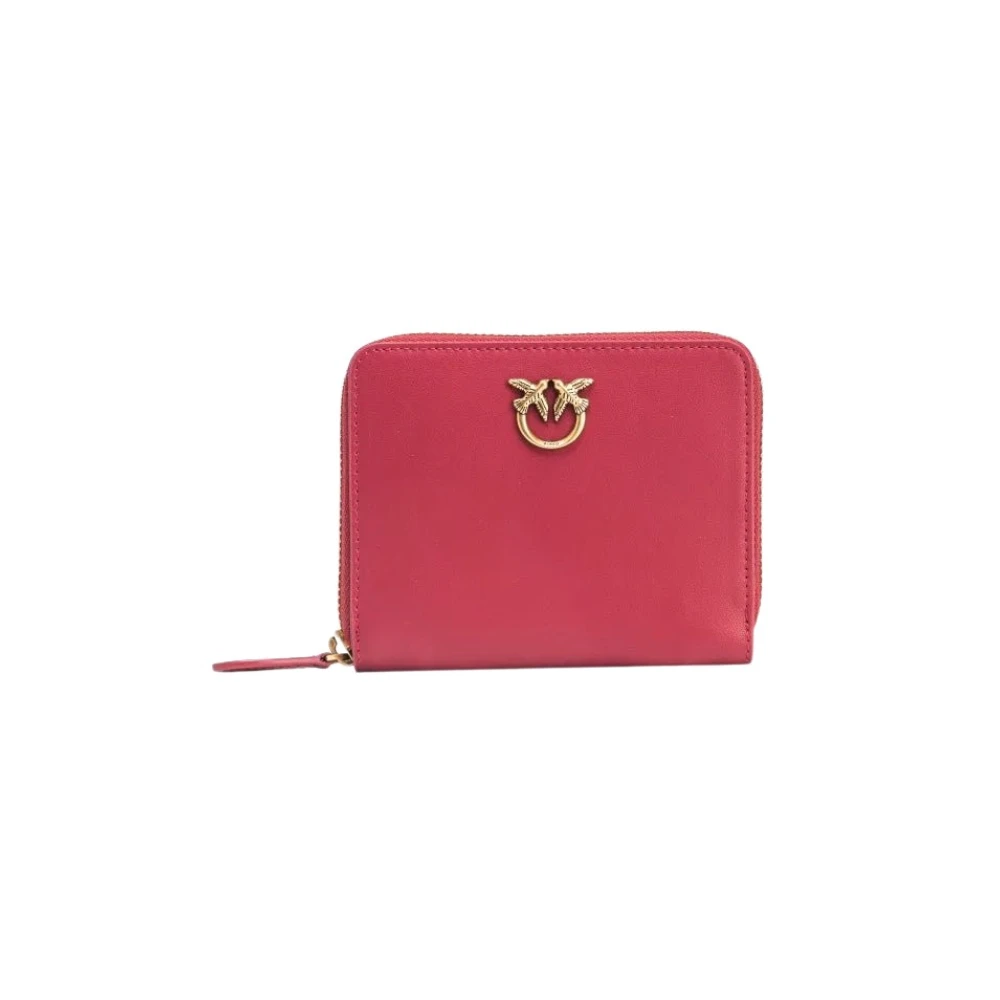 Pinko Vierkante ritssluiting portemonnee met Love Birds Diamond Cut plaque Pink Dames