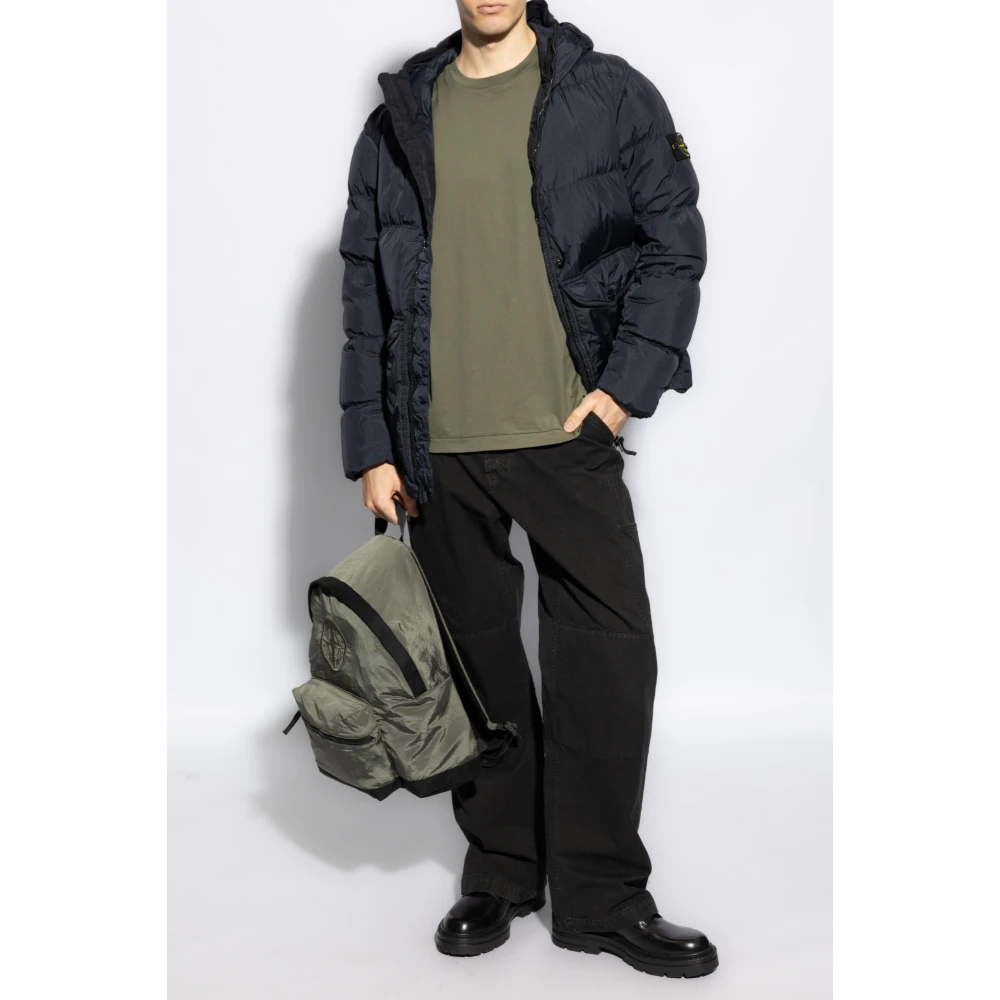 Stone Island T-shirt met logo patch Green Heren