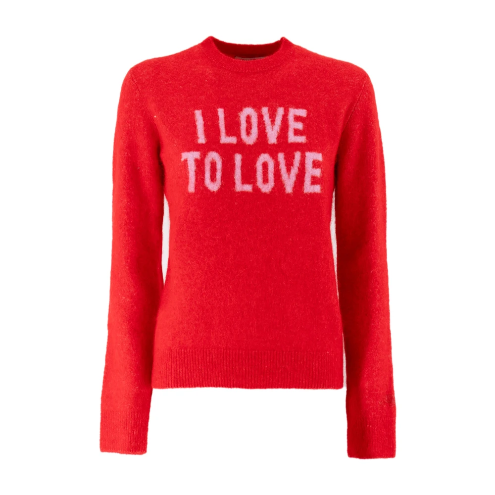 MC2 Saint Barth Geborduurde Crew-Neck Pullover Red Dames