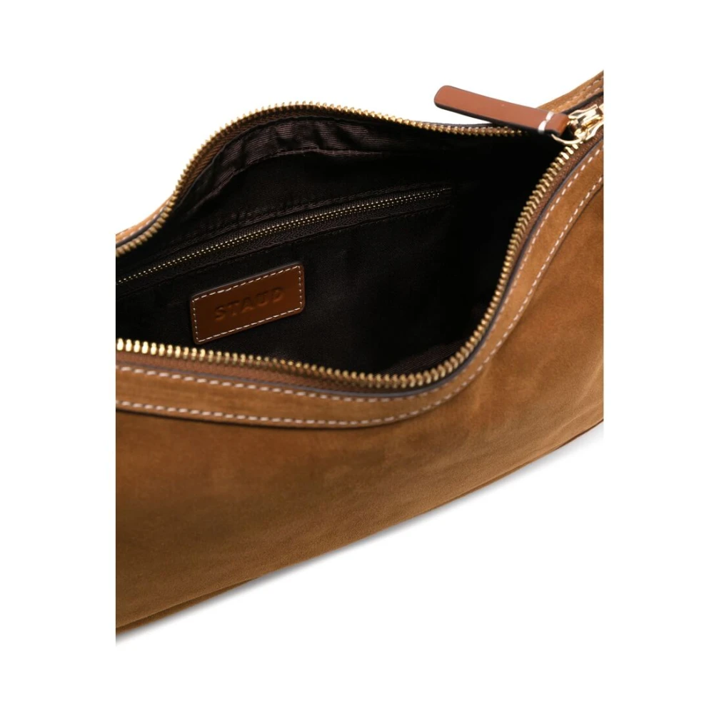 Staud Bruine Schoudertas met Toprits Brown Dames