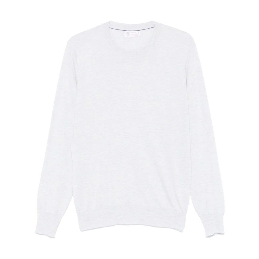 BRUNELLO CUCINELLI Luxe Crew Neck Gebreide kleding White Heren