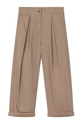Pleated Stretch Cotton Gabardine Trousers