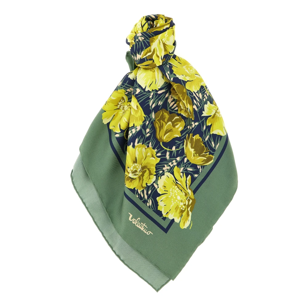Valentino Garavani Women's Green Silk Scarves, One Size, Après L Hiver - Poppies Print Silk Scarf
