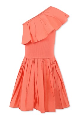 pink-one-shoulder-casual-dress