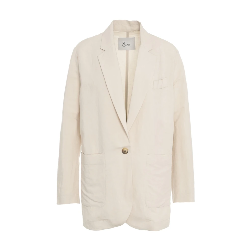 8pm Witte Blazer 'Costes' Stijlvol Chic Beige Dames