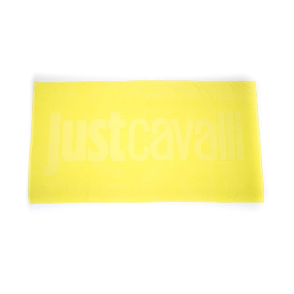 Just Cavalli Gul Bomull Strandhandduk Logo Yellow, Unisex