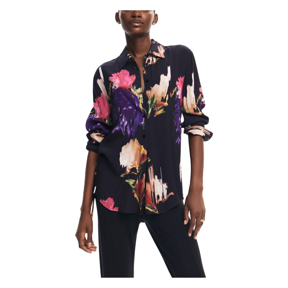 Desigual Zwart Gekleurde Lange Mouw Shirt Multicolor Dames