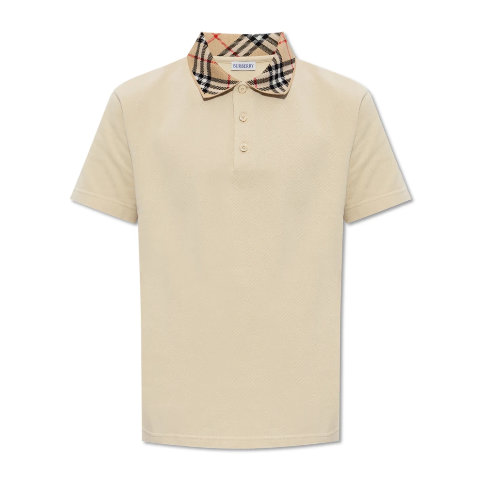 Burberry Klassieke Check Polo Shirt met Zijsplitten Beige Heren