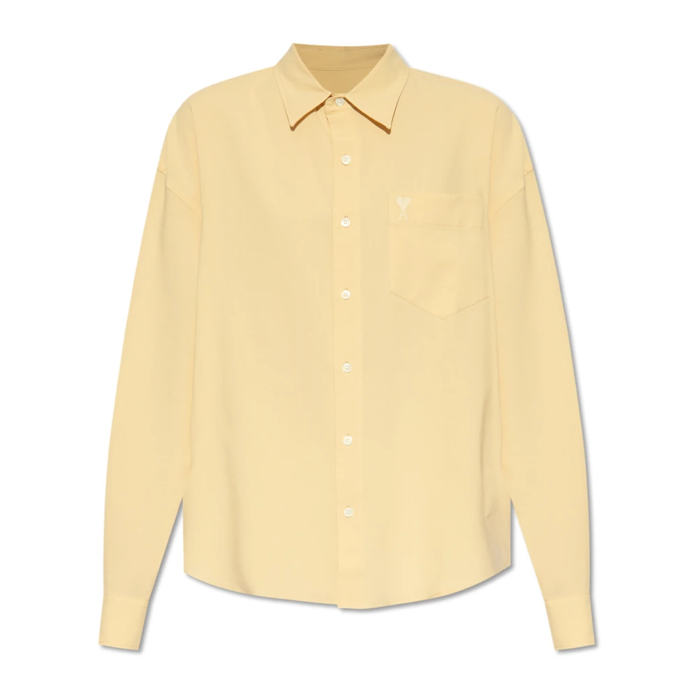 Ami Paris Katoenen shirt met logo Yellow Dames