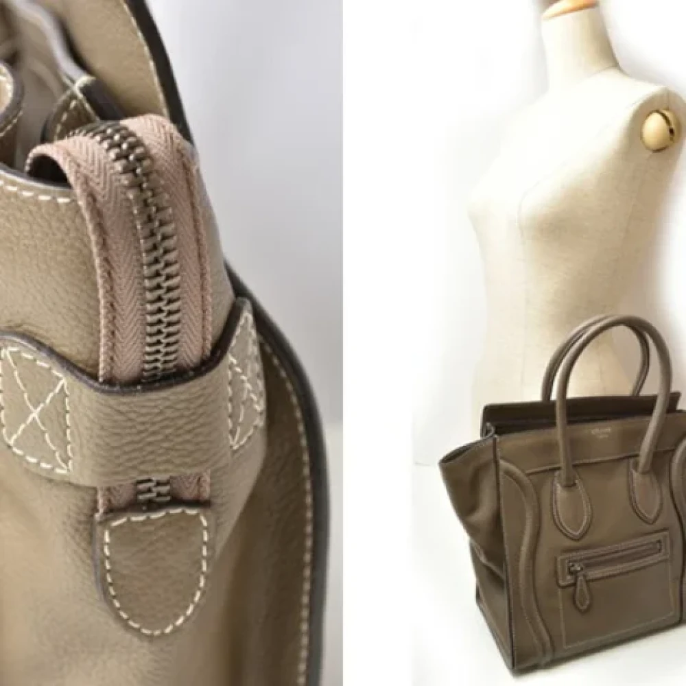 Celine Vintage Pre-owned Leather celine-bags Gray Dames