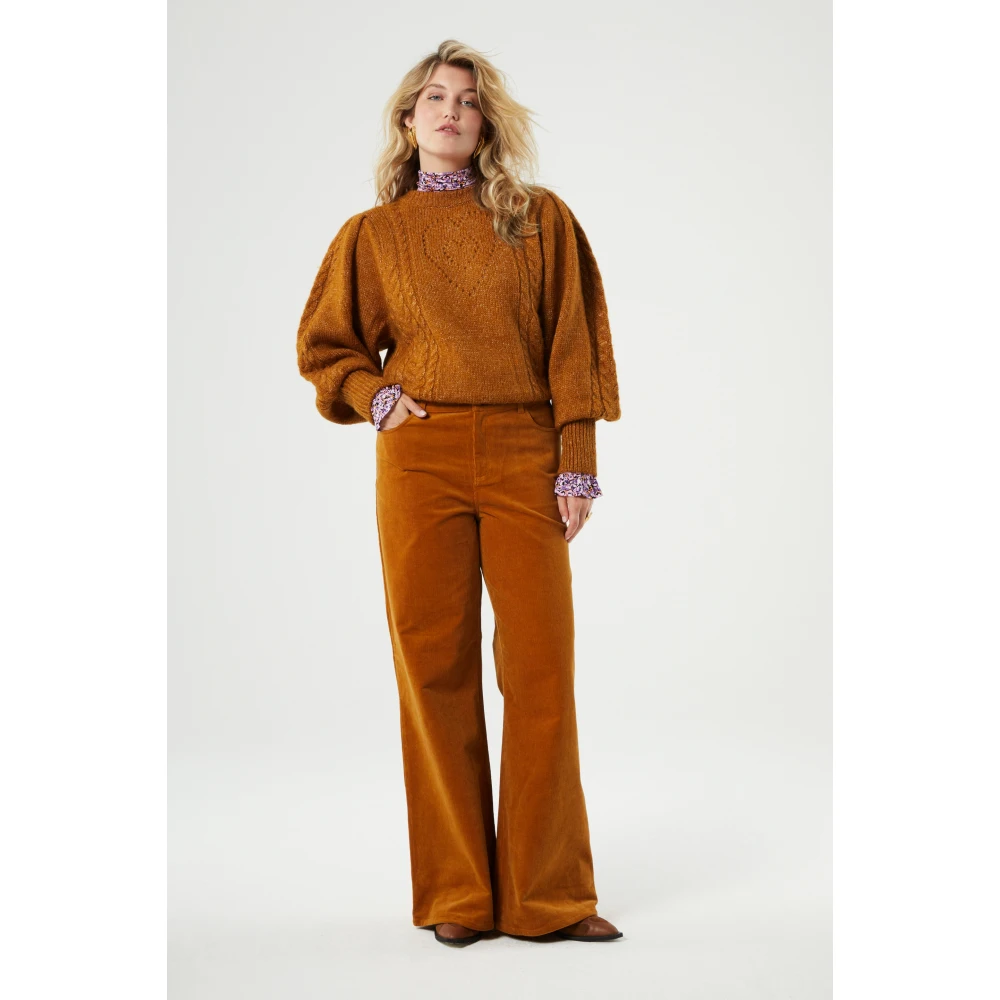 Fabienne Chapot Hart Detail Ballonmouw Pullover Brown Dames