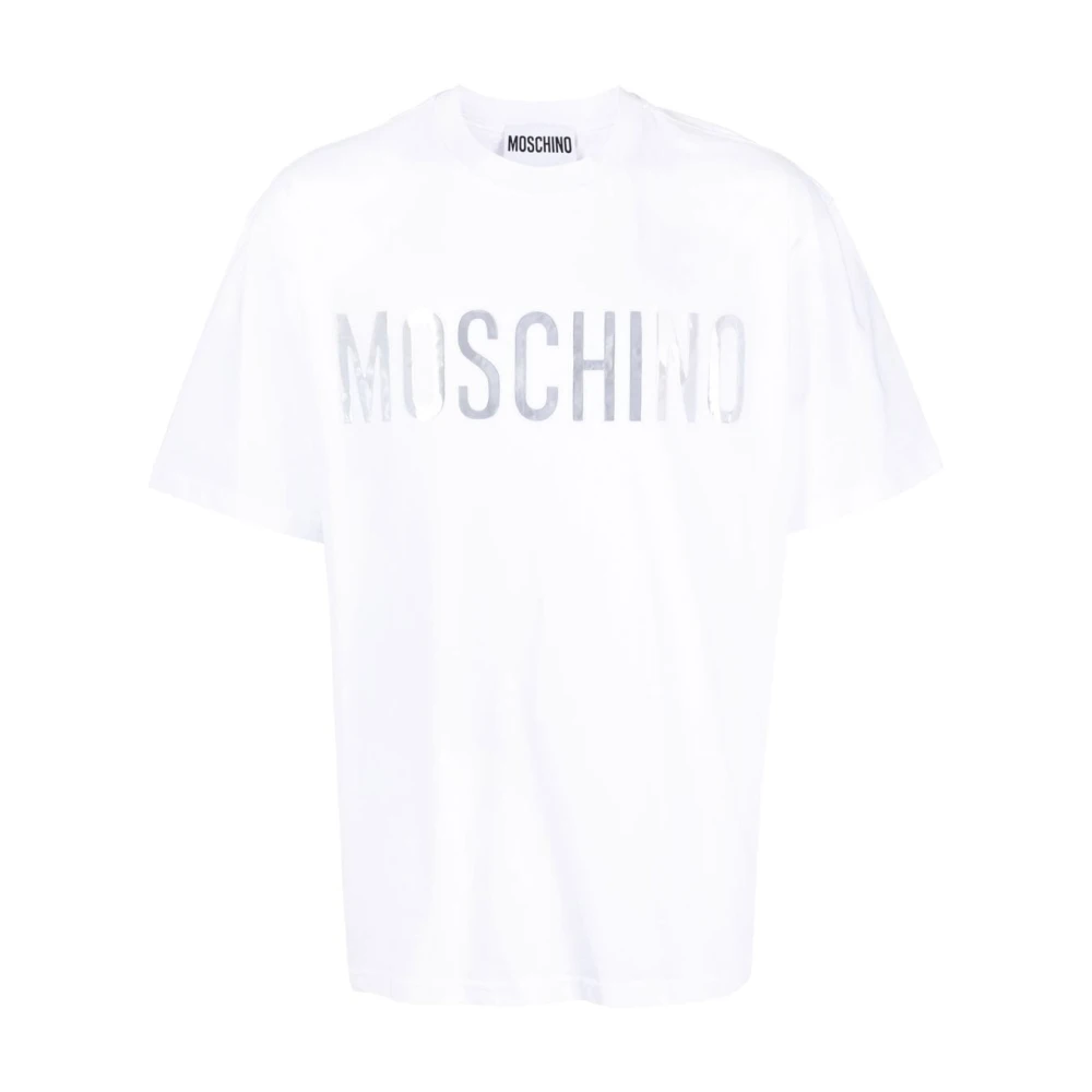 Moschino Men's White Logo-Print Cotton T-Shirt