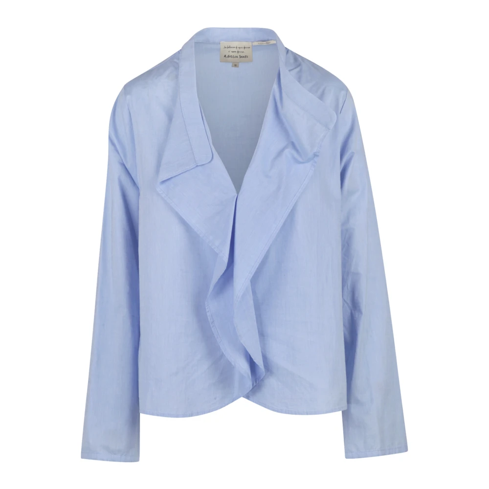 Alessia Santi Popeline Blouse met Ruches Voorkant Blue Dames