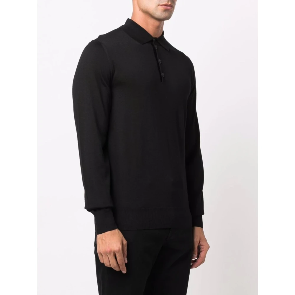 Emporio Armani Wollen Polo Shirt Black Heren