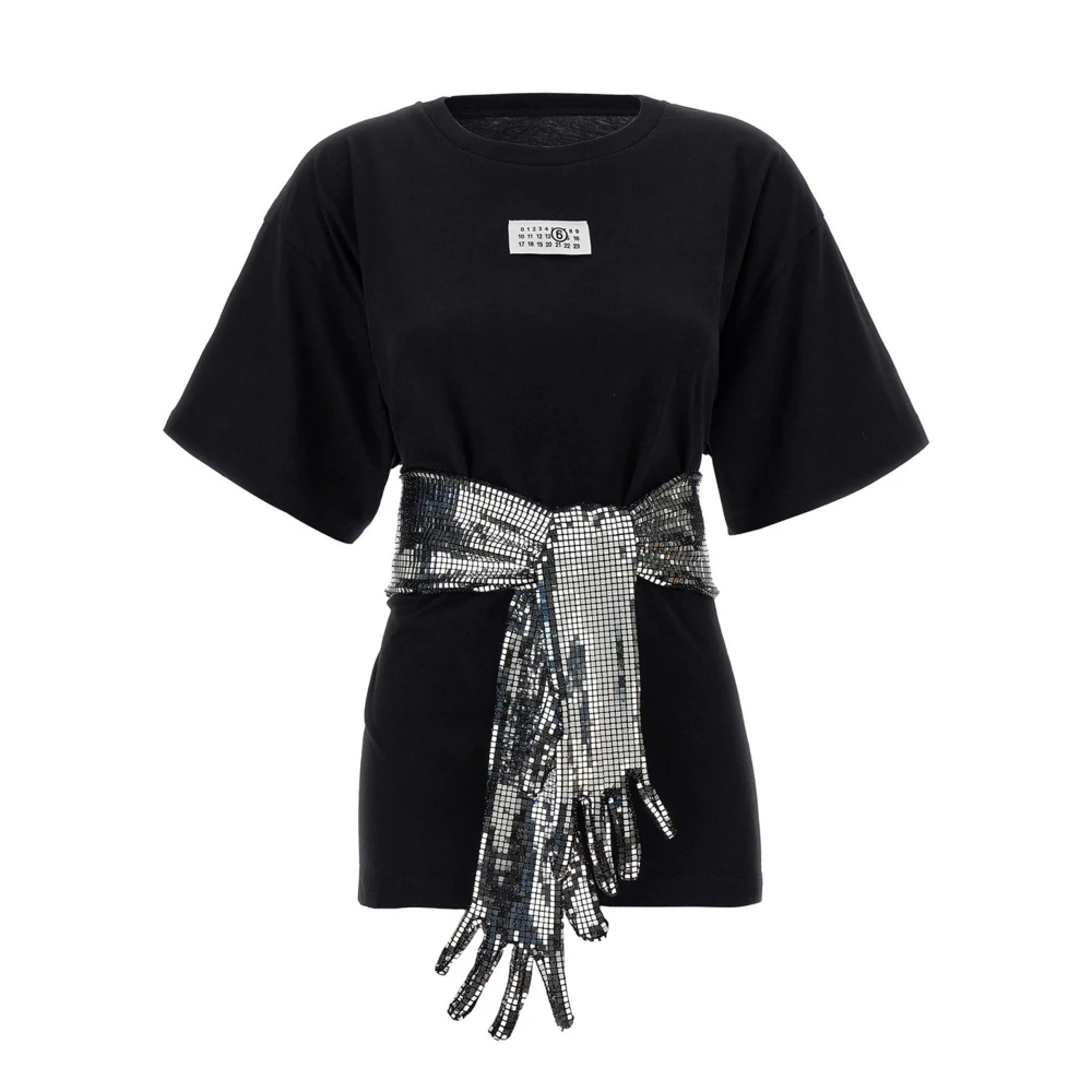 Mm6 Maison Margiela Women's Black T-Shirts, Xs, T-Shirts
