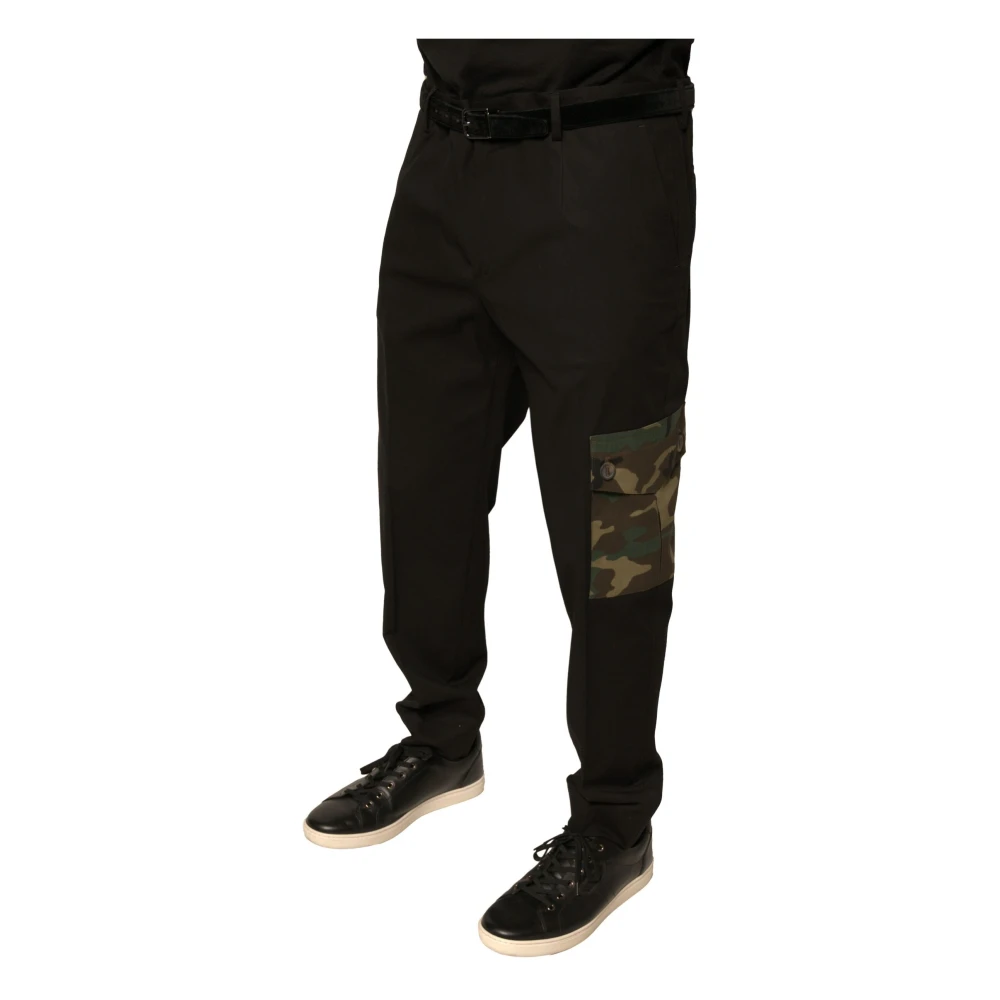Dolce & Gabbana Zwarte Cargo Broek met Print Black Heren